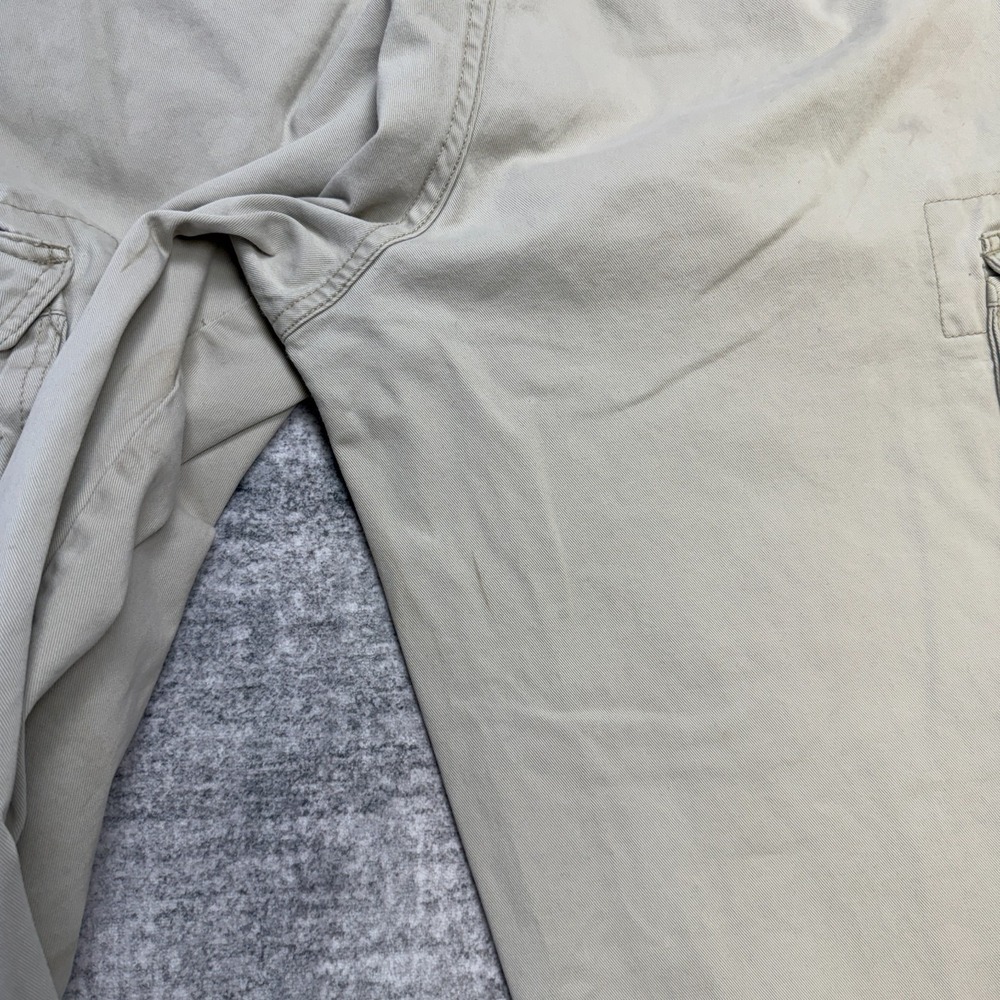 Y2K Old Navy Cargo Pants Men 33x34 (32x32) Beige Twill Distressed Straight Skate - Picture 8 of 15